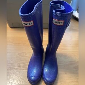 Purple Glitter Hunter Kids Rain Boots